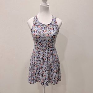 Light blue floral skater dress.  Above knee length. Size Small.